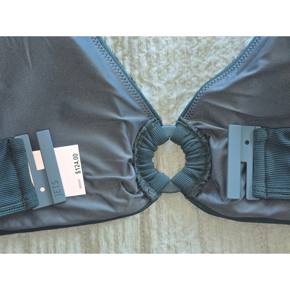 NWT‎ JETS Australia Bikini Top Forest Green Isla Rib Ring Detail Womens Size 10 - Picture 3 of 5